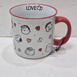 Peanuts Snoopy & The Gang 21 oz Ceramic Mug Lucy Linus Sally Charlie Brown"LOVE"